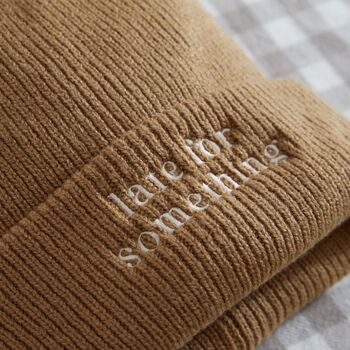Personalised Customisable Slogan Biscuit Beanie Hat, 3 of 4