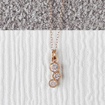 Topaz Triple Stone November Birthstone Gold Necklace, 2 of 4