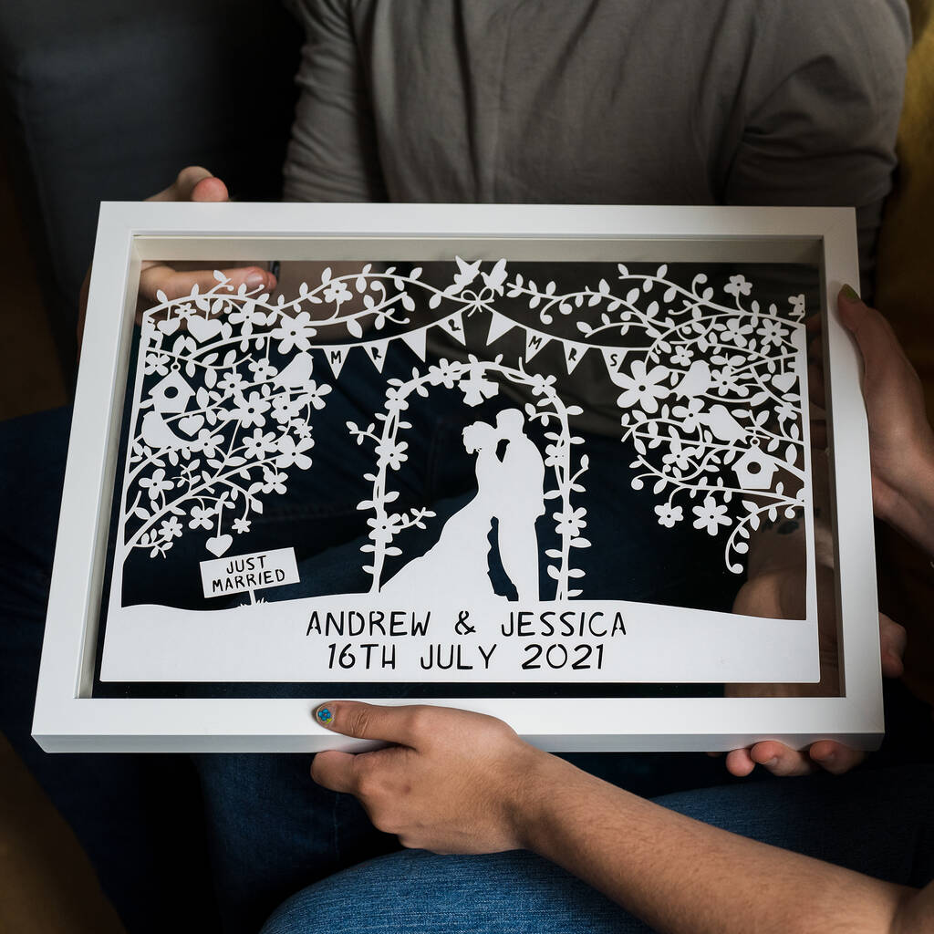 Personalised Silhouette Wedding Papercut, 1 of 7