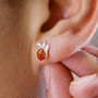 Sterling Silver Amber Leaves Stud Earrings, thumbnail 1 of 8