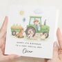 Tractor Farm 4th Birthday Card For Son, thumbnail 1 of 7