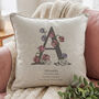 Personalised Birth Flower And Birth Stone Cushion, thumbnail 1 of 12
