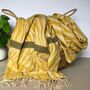 Zebra Print Scarf With Stripe In Mustard And Khaki, thumbnail 1 of 3