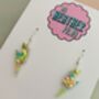 Small Light Green Glitter Lightning Bolt Earrings / Electric Green Jewellery Small Mint Statement / Pastel Flash Gift, thumbnail 5 of 6