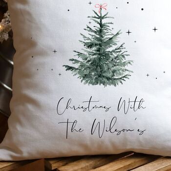 Personalised Watercolour Christmas Tree Cushion, 2 of 2