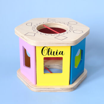 Personalised Shake And Match Shape Sorter Wooden Toy, 3 of 3