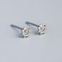 Sterling Silver Tiny Sun Stud Earrings, thumbnail 3 of 6