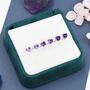 Genuine Amethyst Heart Stud Earrings In Sterling Silver, thumbnail 4 of 12