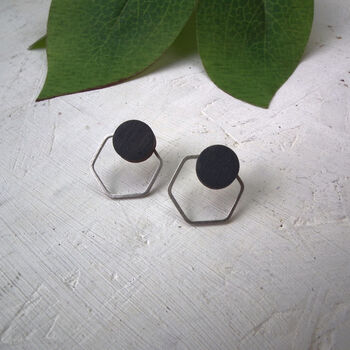 Contemporary Geometric Hexagon Eco Stud Earrings, 6 of 6