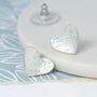 Silver Plated Foil Texture Heart Stud Earrings, thumbnail 1 of 3