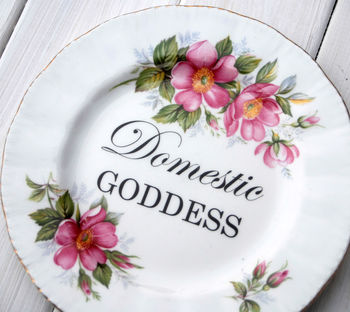 'Domestic Goddess' Upcycled Vintage China Plate, 3 of 5