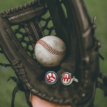 Personalised Baseball Leather Cufflinks, 10 of 11