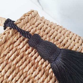 Boho Wicker Tassel Tote Summer Bag, 11 of 12