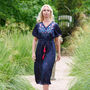 Embroidered Liana Dress In Navy Dotty Print, thumbnail 1 of 4