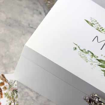 Personalised Luxury White Botanical Wedding Keepsake Box, 6 of 8