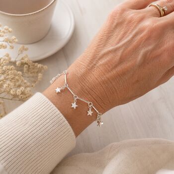 70th Birthday Sterling Silver Stars Bracelet, 3 of 4