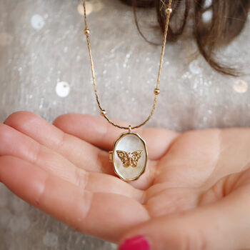 Butterfly Mother Of Pearl Locket Necklace – A Timeless Gift For Mum, 2 of 8