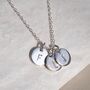 Personalised Hand Stamped Triple Disc Initial Necklace, thumbnail 1 of 12