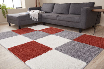 The Rugs Geometric Shaggy Rug Terra Checkered Rug, 12 of 12