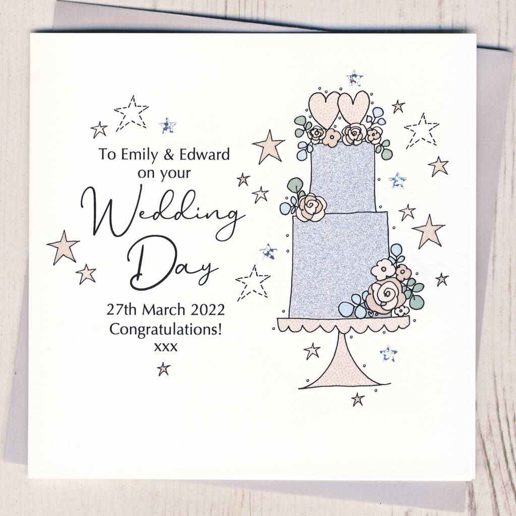 Personalised Floral Wedding Cake Card, 1 of 4