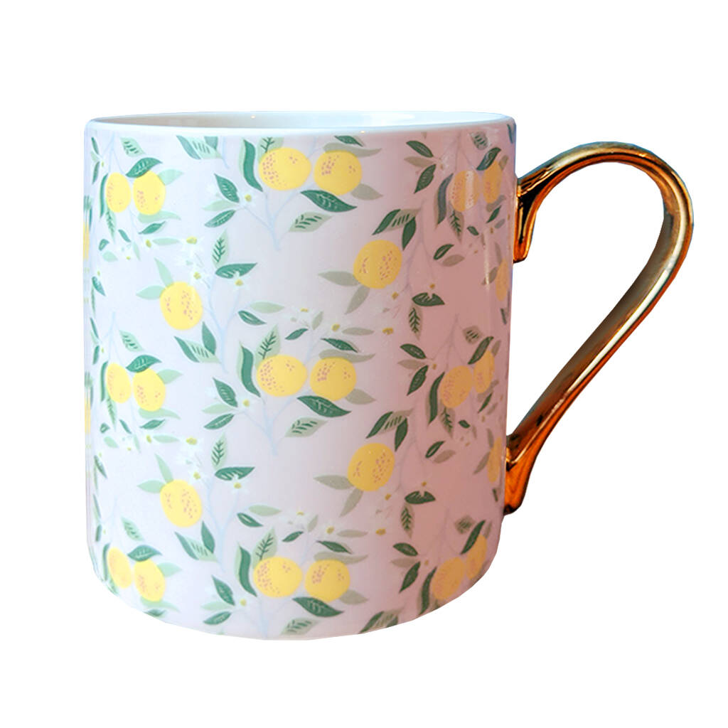 Lemon Patterned Mug By Eleanor Stuart Co.