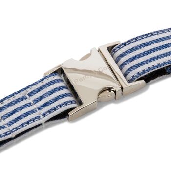 The Chichester Blue And White Striped Dog Collar, 5 of 7