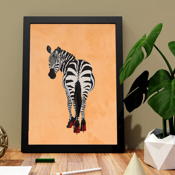 Custom Personalised Zebra Wearing Heels Art Print, 9 of 12