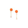 Orange Carnation Flower And Pearls Drop Earrings, thumbnail 2 of 3