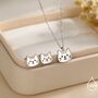 Orange Tabby Cat Pendant Necklace And Stud Earrings In Sterling Silver, thumbnail 1 of 12