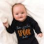Too Cute To Spook Halloween Embroidered Personalised Babygro Sleepsuit, thumbnail 1 of 4
