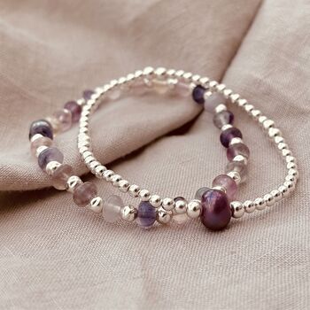 Sterling Silver Purple Freshwater Pearl Bracelet, 2 of 5