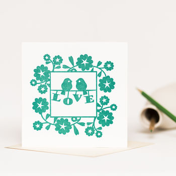 Lovebirds Wedding Anniversary Card Emerald Green, 6 of 9