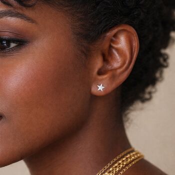 Sterling Silver Textured Star Stud Earrings – 8mm, 4 of 9