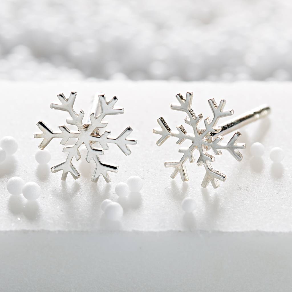 silver snowflake stud earrings by lily charmed | notonthehighstreet.com