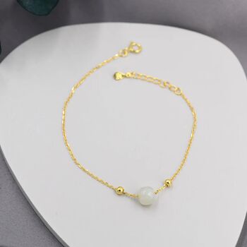 Genuine Milky Jade Cz Floating Bracelet Sterling Silver, 3 of 10