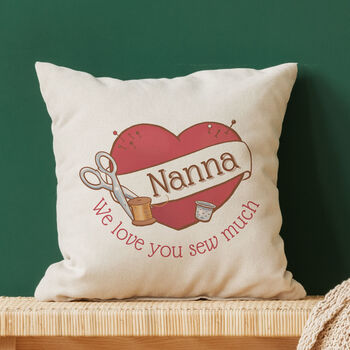 Personalised Sewing Heart Cushion For Mums, 2 of 3