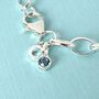 Sterling Silver March Birthstone Initial Charm Bracelet, thumbnail 2 of 3