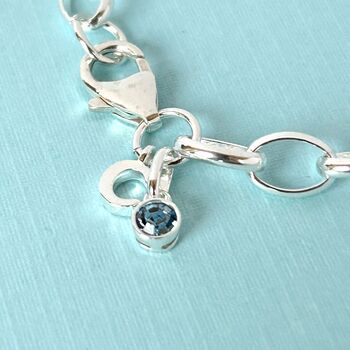 Sterling Silver March Birthstone Initial Charm Bracelet, 2 of 3
