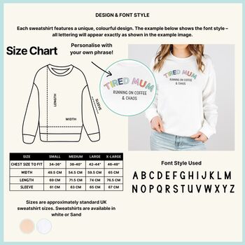 Personalised Tired Mum Sweatshirt – Coffee And Chaos, 4 of 4