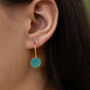 Gold And Amazonite Drop Earrings, thumbnail 2 of 3