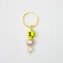 Happy Days Single Smiley And Pearl Mini Hoop Earring, thumbnail 3 of 4