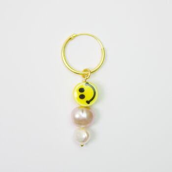 Happy Days Single Smiley And Pearl Mini Hoop Earring, 3 of 4