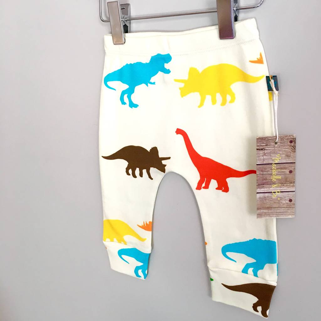 Multi Coloured Dinosaur Print Organic Baby Leggings By Maebelle And Bo ...