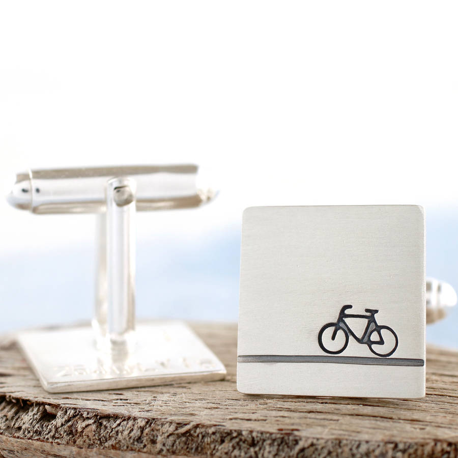 Personalised Bike Cufflinks. Gift For Cyclist, 1 of 7