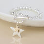Silver And Gold Plated Double Star Charm T Bar Bracelet, thumbnail 1 of 4