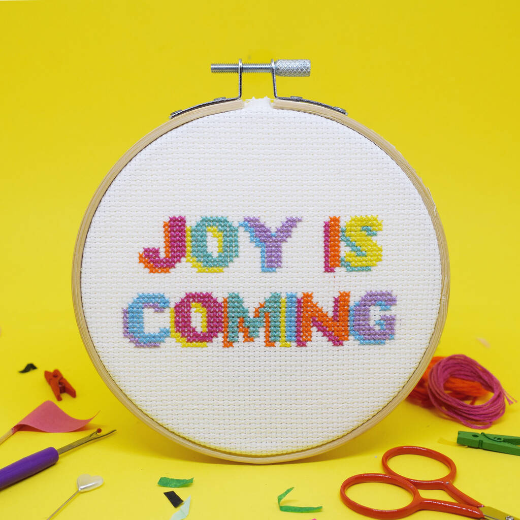 Joy Is Coming Cross Stitch Craft Kit By The Make Arcade