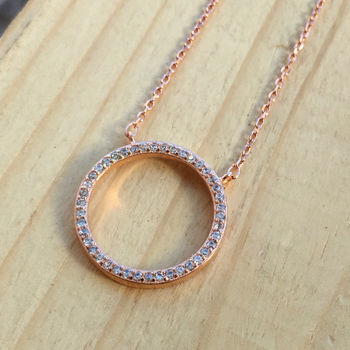 Large Circle Necklace Rose Or Gold Plated 925 Silver, 5 of 9