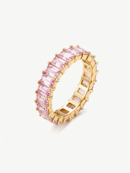 Women's Thick Stacking Ring With Pink Stones, 2 of 3