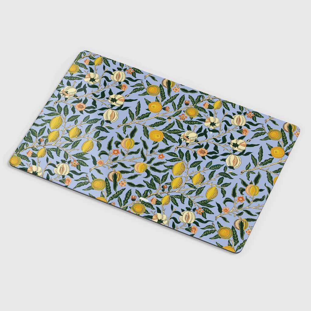 William Morris Fruit Print Light Blue Table Mats By MBT Studio
