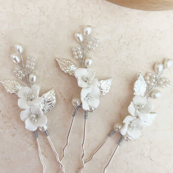 White And Silver Bridal Hair Pins, 2 of 4